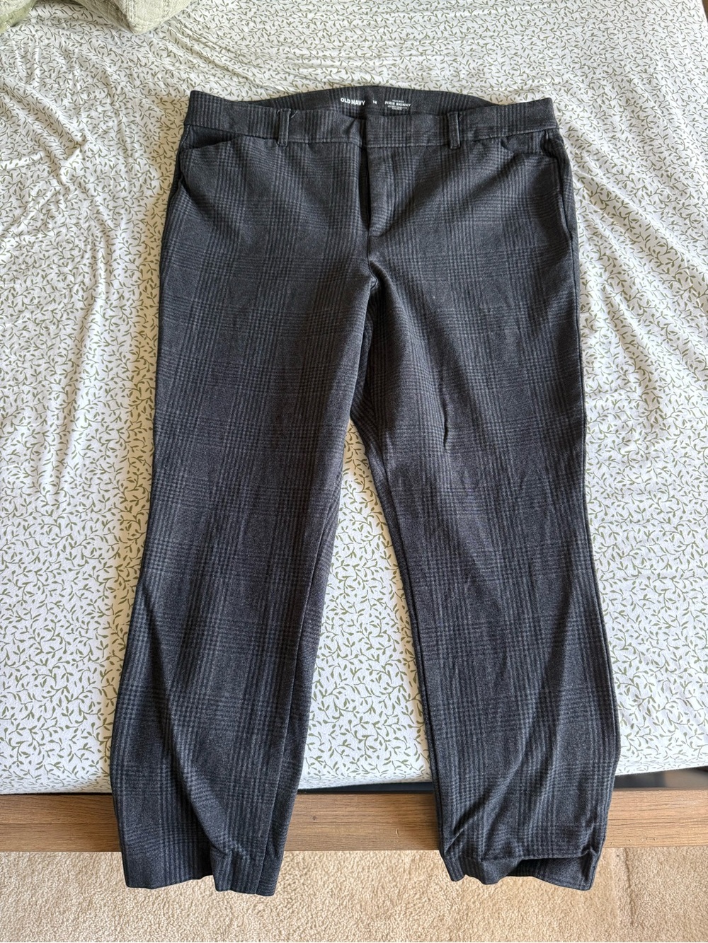 Old Navy High-Rise Pixie Skinny Pant - Charcoal Plaid
